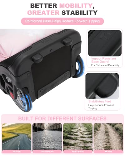 NEW TILAMI 19 Inch Rolling Backpack with Lunch Bag School Stair-Climbing | Stair-Climbing Teen Boys Girls Carry-on Suitcase Large Compartment 15.6 Laptop Sleeve Adjustable Handle Roller Travel Bag - color: Pink Fairy