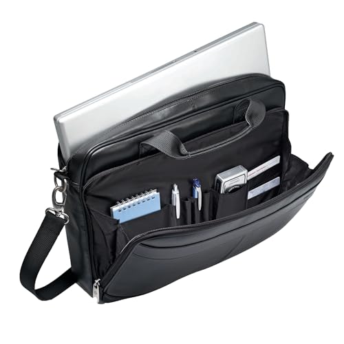 Samsonite Leather Slim Briefcase, Black, 16 Inch