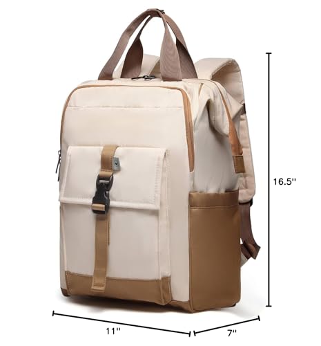 Laptop Backpack, 15.6 Inch Laptop Work Bag, Wide Open Casual Daypack for Women, Men and Adult (White)