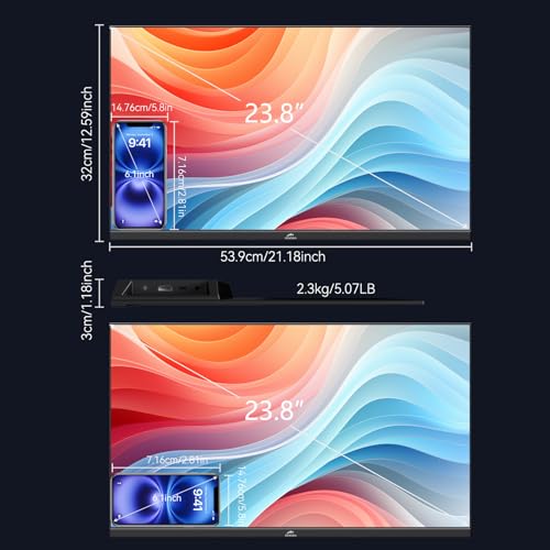 Kenowa 23.8" Large Portable Monitor 200Hz FHD 1080P IPS Freesync USB-C HDMI External Gaming Monitor with Dual Speakers Adjustable Stand, Second Display for Laptop Phone PC Computer Mac Xbox PS4 - size: 23.8"200Hz