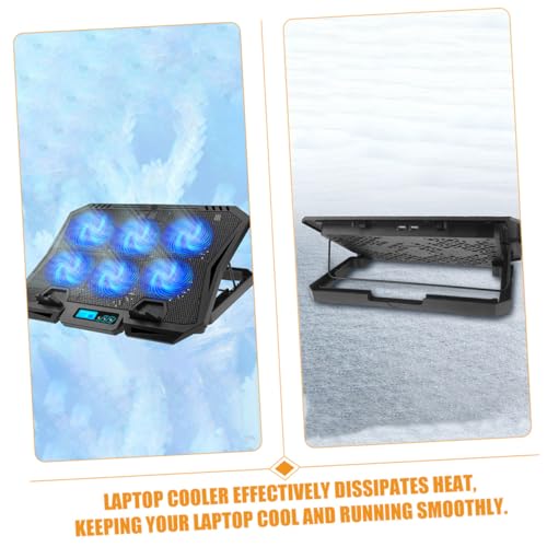 KOMBIUDA Laptop Cooling Pad with 6 Quiet Fans 15.6-inch Adjustable Speed Blue Light USB Powered Laptop Stand Cooler for Gaming and Office Use