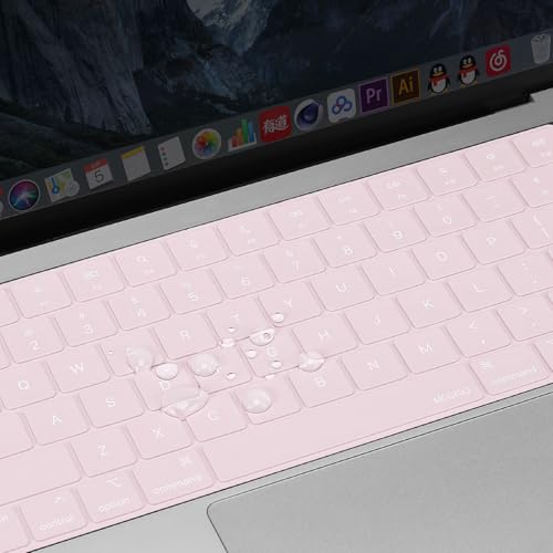 MOSISO Keyboard Cover with Solid Texture, Laptop keyboard Cover | Compatible with MacBook Air 15 inch M3 A3114 M2 A2941/Air 13.6 A3113 A2681/Pro 14/16 M4 M3 M2 M1 - color: Chalk Pink