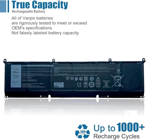 69KF2 Laptop Battery Replacement for Dell XPS 15 9500 9510 9520 Precision 5550 5560 5570 Alienware M15 M17 R3 R4 G15 Inspiron 7510 7610 P87F P91F Series 70N2F M59JH 8FCTC 11.4V 86Wh 7167mAh - size: 11.4*3.3*0.26 inch 69KF2