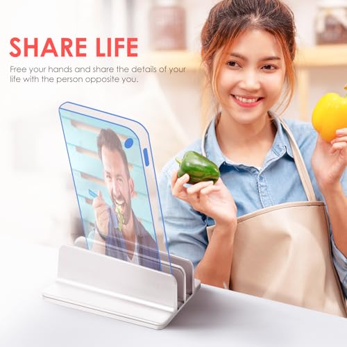 Aluminum Alloy Vertical Laptop Stand Dual Slot Notebook Mount Base for Desk Organizer Compatible with Tablets and Laptops Silver Space-Saving Desktop Holder