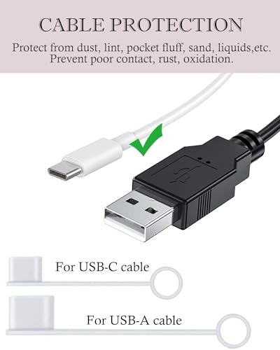 20PCS Anti Dust Cover USB A USB C Port Anti Loss Tether Cable Plugs Caps Silicone Soft Snugly Oxidation Protection for Phone Computer Laptop Charging Station (Black & Translucent) - color: Black & Translucent
