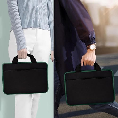 Hseok Laptop Case 13.3-14 inch Sleeve, TSA Computer Handbag Water-Resistant and Shockproof Bag Compatible with MacBook Pro/Neo 14", Mac Air/Pro 13.3" and 13"-14" Notebooks Chromebooks,Black-Green - color: Black-green