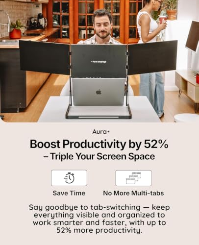 | Triple Aero Pro Max 15.6" | Portable Monitor Extender | Full Aluminum | Quad Screens | 3×15.6" FHD 1080P HDR IPS | USB-C & HDMI | Compatible 11-18" Laptops Windows MacOS - size: 3x 15.6" Full HD