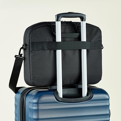 Amazon Basics 15.6 in Laptop Bag with Shoulder Strap and Handle, Large Capacity, Spacious Compartments, Black - size: 15.6 Inch, style: 1-pack