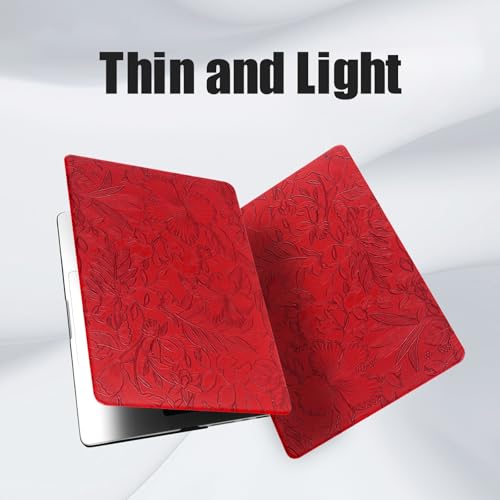 DTangLsm for MacBook Air 13 inch Case 2026 M5, 2025-2022 M4 M3 M2 A3449 A2681 A3113 A3240, Elegant Textured Retro Leather Hard Cover for MacBook Air 13.6 Case with Logo Cutout+Keyboard Cover, Red - color: #2 Light Red