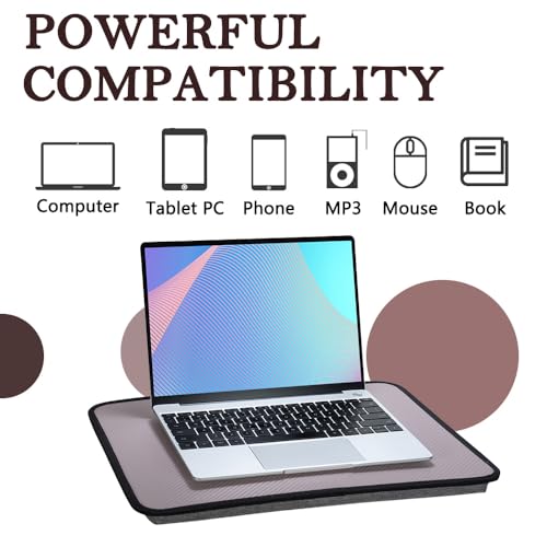 Portable Laptop Desk Fits Up to 16“ Laptops, Built-in Cushion,Lap Stand for Bed & Couch & Carpet, Great for Home & Office,Lap Desk with Cushion (Grey Violet, Medium) - color: Grey Violet