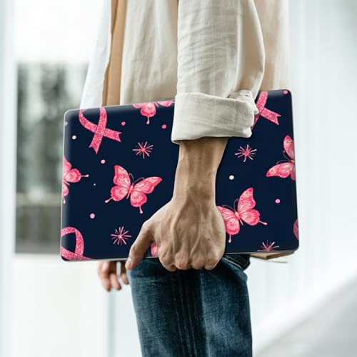 Reusable Universal Laptop Skin Sticker, Cut to Fit for 11.6–15.6 Inch Laptops, Waterproof Protective Film, No-Residue - Pink Ribbon Butterflies - color: Pink Ribbon Butterflies