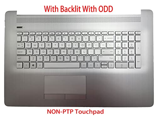 Replacement Laptop Upper Case Palmrest Backlit ODD Keyboard Touchpad Assembly Part for HP HP 17 by 17 CA L92787-001 Silver