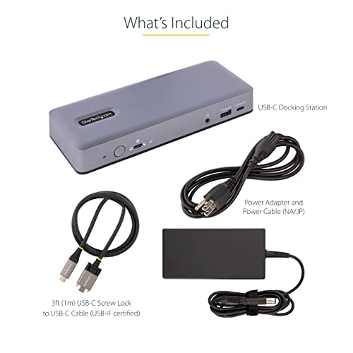 StarTech USB-C Triple 4K30/Dual 4K60 Dock with 7-Port Hub, 60W, WWCB, GbE | Triple-Monitor, Chromebook, Thunderbolt 4, ChromeOS Enterprise, 3.5mm audio, K-Slot, Nano-Slot, mounting holes