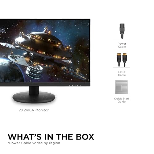 ViewSonic VX2416A 24 Inch 1080p Gaming Monitor, IPS Display with 120Hz and 1ms for Smooth Home Entertainment, Eye Care Technology, DisplayPort, USB-C, and HDMI Inputs - size: 24-Inch