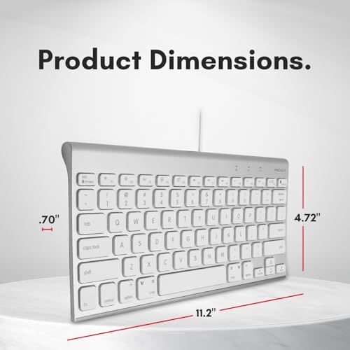 Macally Wired Keyboard for Mac | Compatible Apple Keyboard (78 Keys, Plug and Play USB) Compatible with MacBook Pro/Air, iMac, Mac mini/Pro, Laptop, Computer Desktop