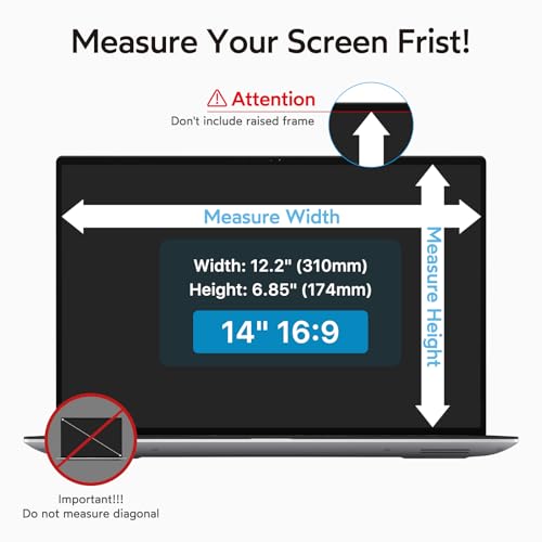 MOBDIK 14 Inch Laptop Privacy Screen Filter for 16:9 Aspect Ratio | 2 Pack Removable Laptop Privacy Screen Shield, Anti-Spy, Anti-Glare Blue Light Filter, Anti-Scratch