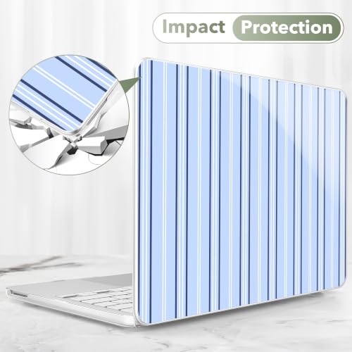 May Chen Compatible with MacBook Neo 13 inch Case 2026 Model A3404, Plastic Hard Shell,Keyboard Cover,Screen Protector,Dust Plug, for MacBook Neo 13" with A18 Pro Chip, Blue Striped - color: Blue Striped