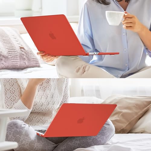 Case for MacBook Air 15 Inch 2026-2023 Release M5 A3448 M4 A3241 M3 A3114 M2 A2941, Hard Shell with Screen Protector & Keyboard Cover, Compatible with Touch ID, Matte Red - color: Matte Red