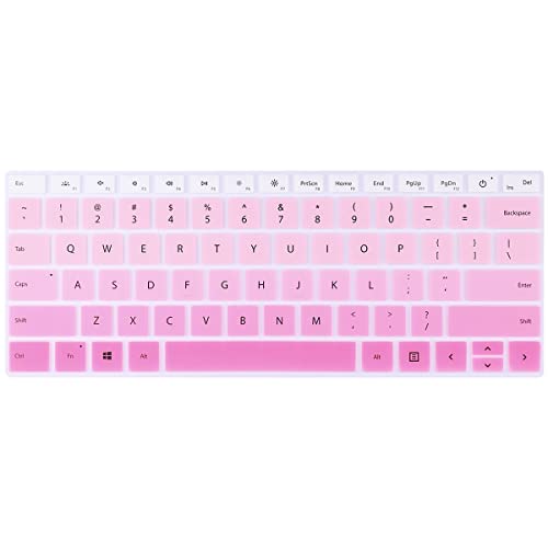 Batianda for Microsoft Surface Laptop 5 4 3 13.5" 15 inch Premium Silicone Ultra Thin Gradient Color Waterproof Soft Keyboard Cover Skin,White to Pink - color: White to pink