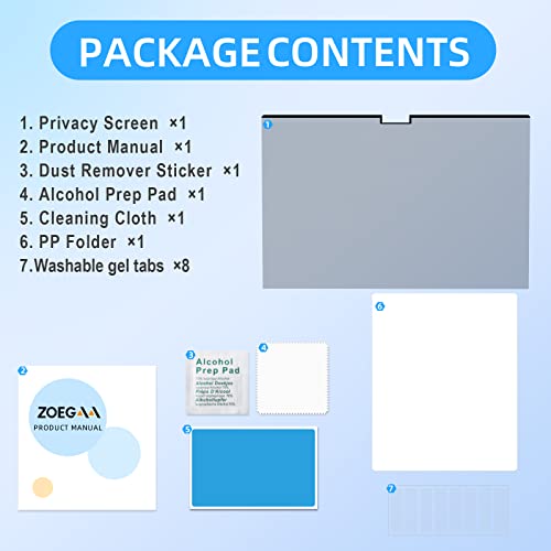 ZOEGAA Privacy Screen Protector for MacBook Pro 14 inch (2021~2026). | 1 Install Ways; Camera Cover; Anti Bule Light/Glare; Compatible With 2021~2026 (M1, M2, M3, M4, M5, Pro, Max). - size: MacBook Pro 14 inch (2021-2024, M1 M2 M3 M4)