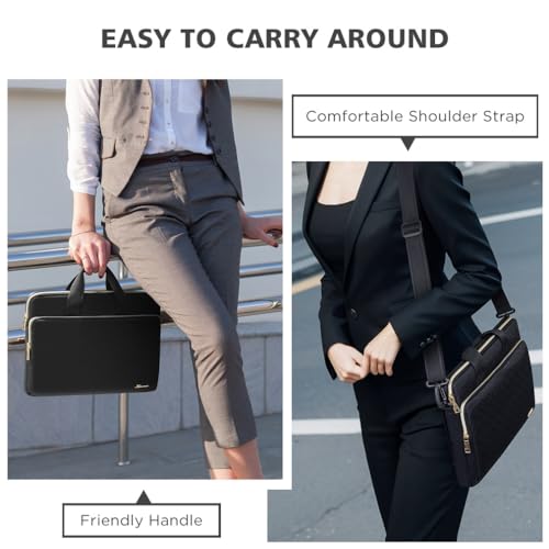 KIZUNA Laptop Sleeve Case 14 Inch Computer Shoulder Bag for 15" MacBook air M3 2024/Lenovo Flex 14/IdeaPad Flex 5/15.4 MacBook Pro/HP EliteBook 840 G5/Dell Latitude/14 Lenovo IdeaPad 3i Gen 6 - color: Black, size: 14 Inch
