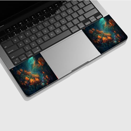 Universal Laptop Skin Sticker with 2 Wrist Pad Skins, Waterproof Scratch Resistant Vinyl Laptop Cover Decal, Cut to Fit for 11–15.6 Inch MacBook HP Dell Lenovo, Flowers Sea at Night - color: Flowers Sea at Night