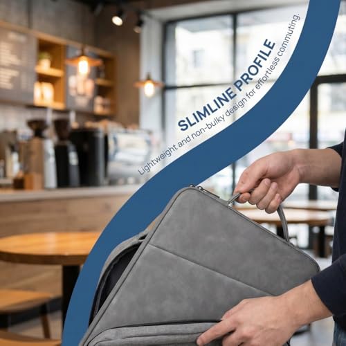 PU Leather Laptop Sleeve 14 inch, Slim Laptop Carrying Case Bag Computer Sleeve Cover Compatible with MacBook Air/Pro, HP, Dell, Lenovo(Gray) - color: Dark Gray, size: 14 inch