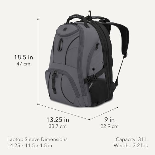 SWISSGEAR Sion 2-Piece Travel Set, Softside Expandable Carry-On Spinner Bundled with 1900 ScanSmart 17" Laptop Backpack with RFID Blocking & Tech Organization, Dark Grey - color: Dark Grey, size: 2-Piece Set (Carry-On/Backpack)