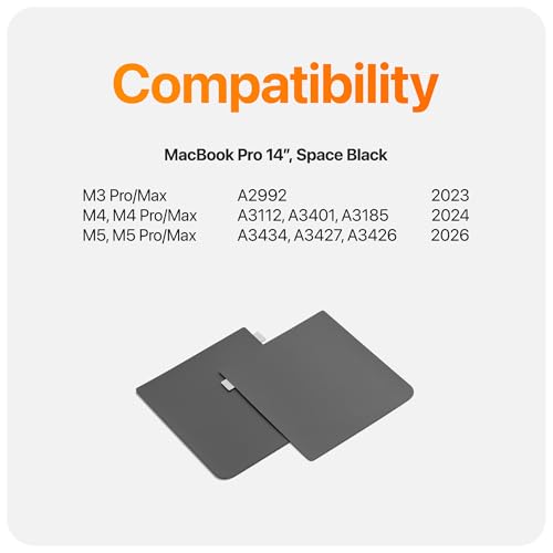 UPPERCASE GhostShield Premium Palm Rest Protector Skin Cover Set, Scratches and Wear Protection, Compatible with MacBook Pro 14" 2021 2023 M1/M2/M3 Pro/Max, A2442 A2779 A2918 A2992 (Space Black) - color: Black