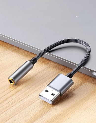 USB to 3.5mm Headset Adapter with Mic & Audio – for PS4, PC, Laptops, Desktops – Plug-and-Play External Sound Card