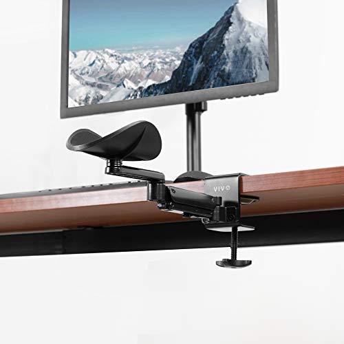 VIVO 2 Pack Clamp-on Adjustable Armrests, Universal Desk Cradle 360° Rotating Elbow Platform, Arm Support Steel Base Table Extension, Black, MOUNT-ARM02P
