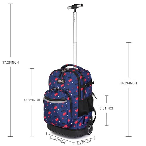 Tilami Rolling Backpack 19 inch with Lunchbox Wheeled Laptop Backpack, Cherry Blue - color: Cherry Blue