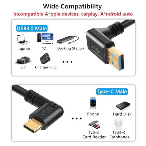 SinLoon 90 Degree USB Type C Spring Cable 5Gbps Retractable USB3.0 to USB C Charging Cable and Data Transfer for Phone, Tablet, Other USB C Devices (Up) - style: Up