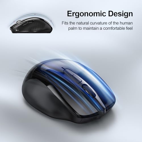 TECKNET Wireless Mouse (2.4G & BT5.0/3.0) Silent 4800 DPI Computer USB A & Bluetooth Mouse 6 Buttons, Wide Compatibility - Black - color: Black