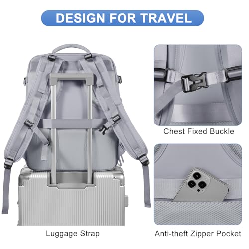 Grey Travel Backpack - Carry On Flight Approved Mochila De Viaje Personal Item - Large Backpack for Men & Women - 18x14x8 Inches - color: A-grey, size: X-Large