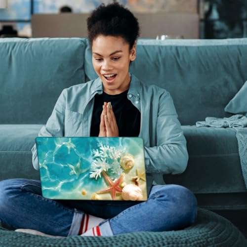 SUPERDANT Laptop Skin Sticker Laptop Decals Sea Shells Personalized Universal Notebook Computer Wrap Vinyl Skin Stickers Cover Art Decal Removable 12-15.6 Inch Waterproof Scratch-Resistant Gifts - style: Seaside