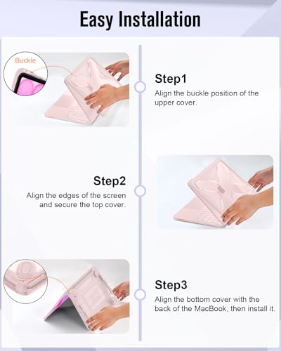 Fintie Rugged Case for MacBook Neo 13 Inch A3404 2026, Blush | Heavy Duty, Fingerprint Resistant, Shock-Absorbing, TPU Bumper, Hard Shell, Snap-On Cover, Work Travel Study Daily Use - color: Blush