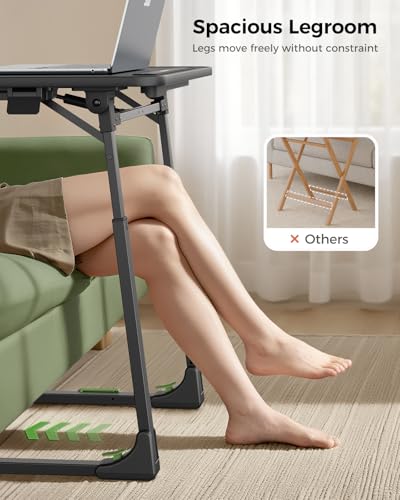 SAIJI Folding TV Tray Table, Height & Tilt Adjustable Sturdy TV Dinner Tray Tables, Multifunction Foldable Trays for Eating, Working, Crafting on Couch & Bed, Living Room Laptop Desk - size: Large