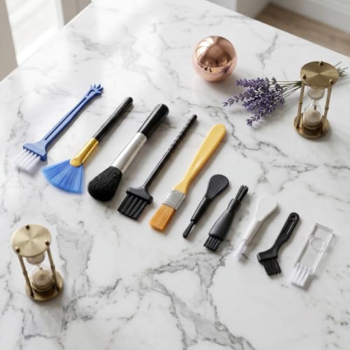 Tyqour 10 PCS Keyboard Brush Keyboard Cleaning Brushes Kit Mini Anti Static Brush Small Nylon Dust Cleaning Brushes for Electronic Devices Computer Motherboard Fans Camera Small Space