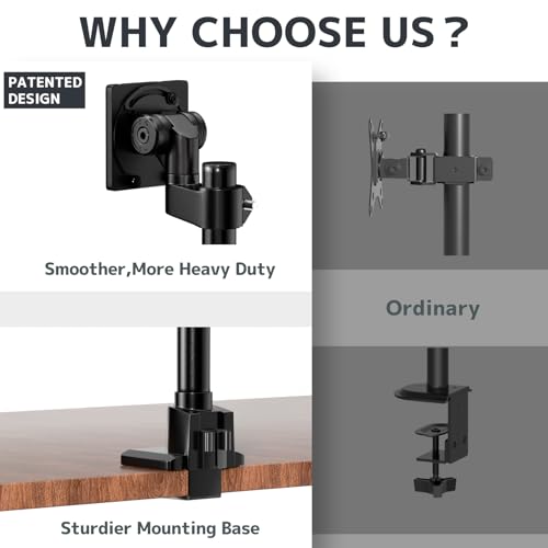 Monitor-Arm Ultrawide Heavy Duty 24-57'' - Extra Tall Aluminum Single Monitor Mount Holds up to 59.4lbs, Adjustable Desk Mount Stand, VESA 75/100 mm, Black - size: Extra Tall