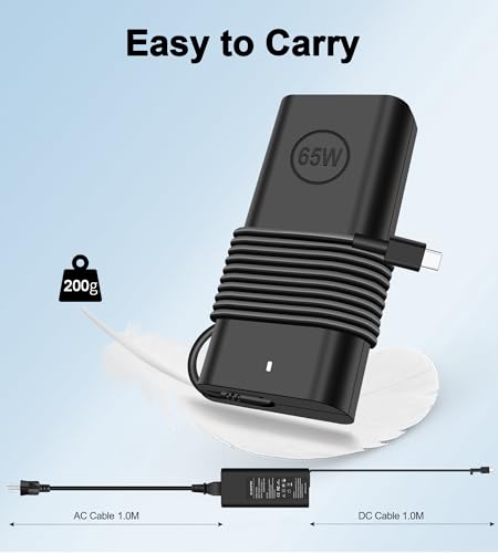 65W USB C Charger Compatible with Dell Latitude 5420 5430 5520 5530 5540 7320 7330 7340 7420 7430 Inspiron 14 7420 7425 16 7620 Chromebook 3100 HA65NM190 LA65NM190 Laptop Charger