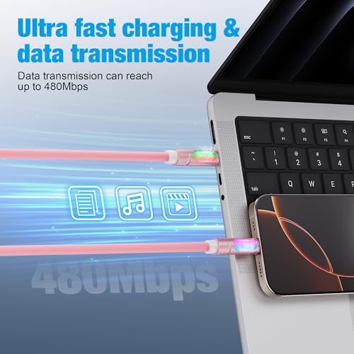 240W USB C to USB C Fast Charging Cable, 4FT, Pink - size: 4ft