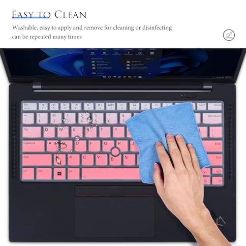 Keyboard Cover for 2024 2023 14" Lenovo Thinkpad x1 Carbon Gen 11 / Gen 10, Lenovo ThinkPad E14 Gen 6 / Gen 5, Lenovo ThinkPad T14 T14s L14 P14s Gen 4 / Gen 3 Keyboard Skin Protector-Gradual Pink - color: Gradual Pink