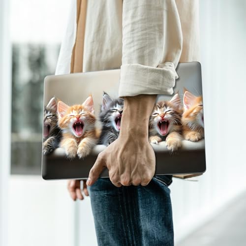 Reusable Universal Laptop Skin Sticker, Cut to Fit for 11.6–15.6 Inch Laptops, Waterproof Protective Film, No-Residue - Happy Kittens - color: Happy Kittens