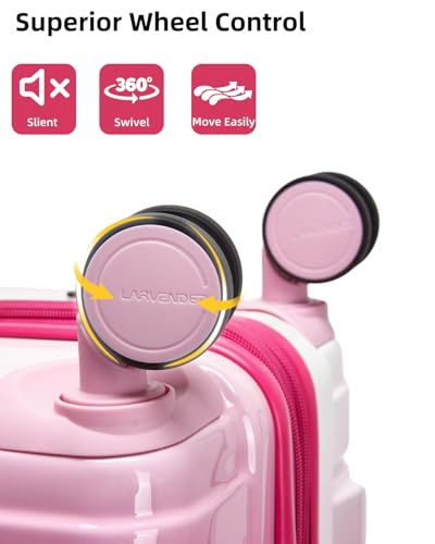 LARVENDER Carry on Luggage Sets 3 Piece, 20 Inch Suitcases, Berry Sparkling | 22x14x9 Airline Approved, Gradient PC+ABS Hardshell, Smooth 360° Wheels, TSA Lock, 3-Piece Set with Color-matched Backpack - color: Berry Sparkling 20BP, size: 3 Piece Set (Back