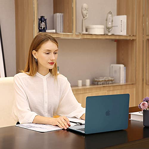 MOSISO Compatible with MacBook Air 13 inch Case M1 2021 2020 2019 2018 | A2337 A2179 A1932, Protective Hard Shell&Keyboard Cover&Screen Film&Pouch for MacBook Air 13.3 inch Case, Deep Teal - color: Deep Teal