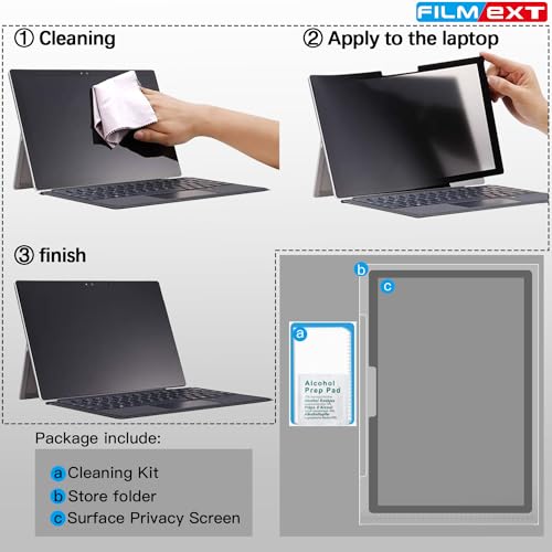 FILMEXT Privacy Screen Protector for Microsoft Surface Laptop 3/4/5th Gen 15 inch Model 1952 1953 1978 1979 1873 1872, Full Removable Surface Laptop Privacy Screen 15" Anti-Spy Anti-Glare Blue Light Filter