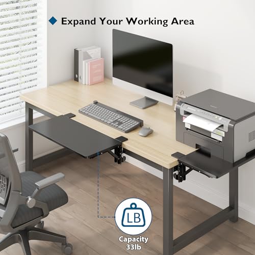 BONTEC Small Ergonomics Desk Extender Tray, 20x9.5 Inch Table Mount Arm Rest Shelf, 90° Foldable Keyboard Tray Platform, Clamp on Computer Arm Rest for Desk, Suitable for Office Desks, Black | 90° Foldable Keyboard Tray Platform, Table Mount Arm Rest Shel