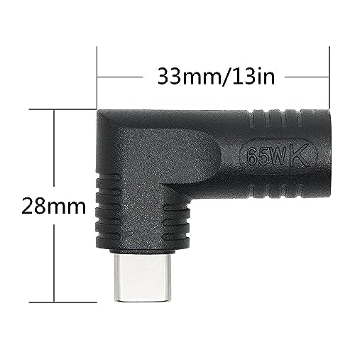 Right Angle DC 4017 to USB C Connector Adapter, 90 Degree PD 65W DC 4.0mm x 1.7mm to USB Type C Male Plug Power Charge Adapter for Laptop, Phone - Black - style: DC 4017 to USB Type c