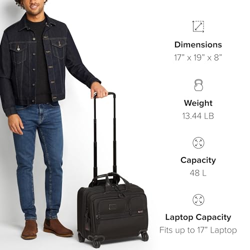 TUMI - Alpha Deluxe Expandable 4-Wheeled Laptop Briefcase - 15 Inch Computer Bag for Men and Women - color: Midnight Black